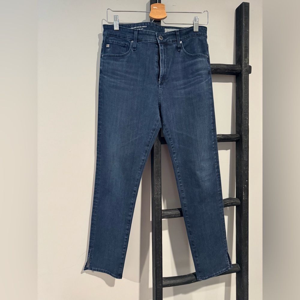Ag Adriano Goldschmied High-Rise Stevie Slim Straight Ankle Dark Wash size 30R